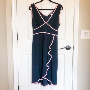 Anna NWOT Black Flutter Dress w/Pink Ribbon trim